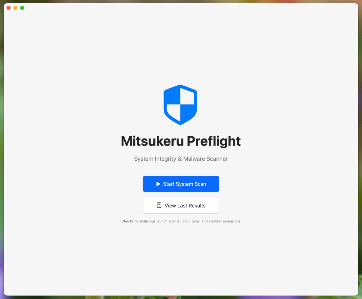 Preflight scanner start screen screenshot